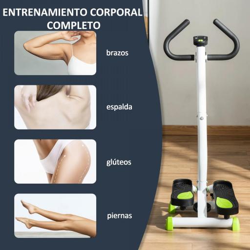 Máquina de Steps Mini Stepper para Fitness en Casa con Pantalla LCD y Pedales Antideslizantes 55x44x108cm Blanco y Verde [2]