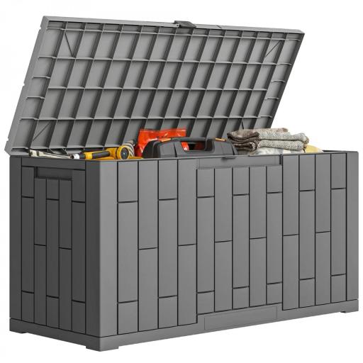 Arcón Exterior Capacidad 227L Baúl de Almacenaje Exterior Resistente al Agua y a los Rayos UV con Cerradura Gris [8]