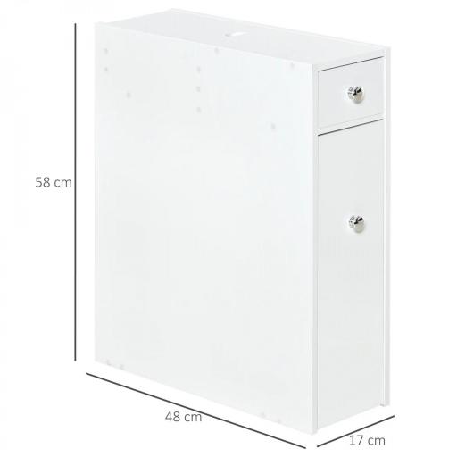 Mueble Auxiliar de Baño Estrecho con 2 Cajones y Compartimiento Superior con Tapa para Lavabo 17x48x58 cm Blanco [1]