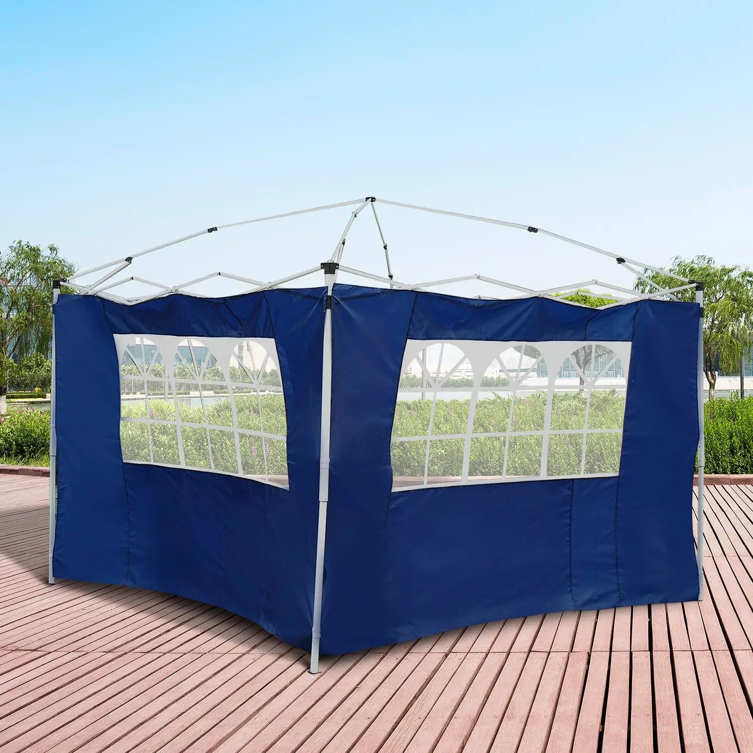 2 Paredes Laterales para Carpas de 3 x 3 m/3 x 6 m, 300x200 cm, Paredes Laterales de Repuesto para Cenador de Tela Oxford con Ventana, para Jardín, Exteriores, Fiestas, Azul