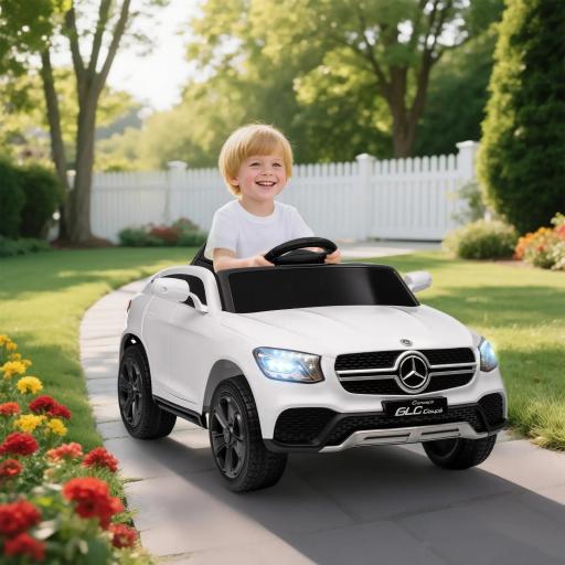 Coche Eléctrico para Niños Mercedes-Benz GLC Coupé 12V Mando a Distancia 2,4 G Motor Doble MP3 Blanco