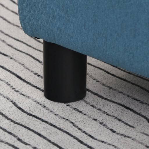 Reposapiés Salón de Tela de Lino Taburete Bajo con Asiento Acolchado Marco de Madera Patas Azul Oscuro [7]