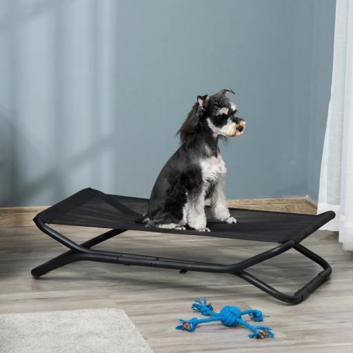 Cama Elevada para Perros Plegable Cama para Mascotas Pequeños Medianos con Tela de Malla Transpirable Marco de Acero para Interior Exterior 92x56,5x19,5 cm Negro