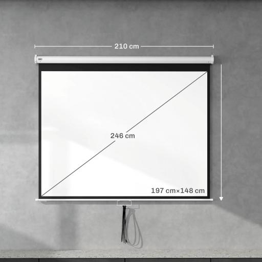 Pantalla de Proyección Manual 100 Pulgadas Formato 4:3/16:9 para Interior y Exterior Cine en Casa Patio Blanco [1]