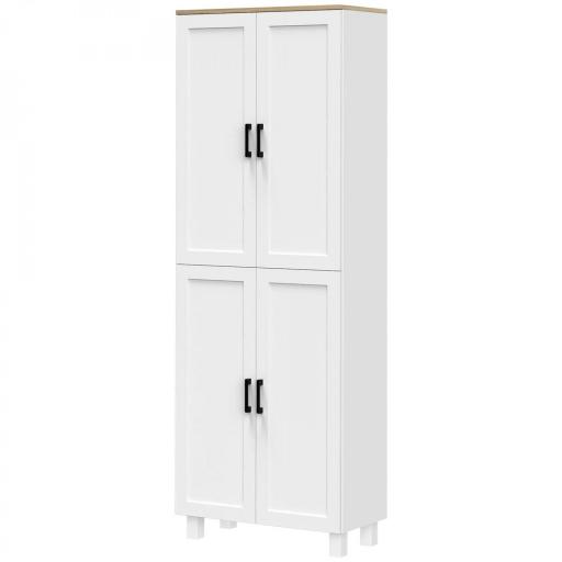 Alacena de Cocina Armario de Almacenaje Multifuncional con 4 Puertas y Estantes Ajustables 60x30x171 cm Blanco [9]