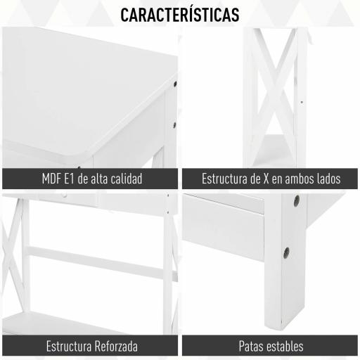Mesa de Consola de Madera Mesa de Entrada con 1 Cajón y 1 Estante de Almacenaje para Pasillo Salón 100x30x81cm Blanco [3]