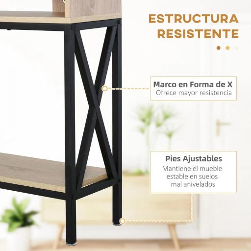 Mueble para Recibidor con 2 Compartimientos y Estante Consola para Recibidor Entrada Pasillo 120x23,5x75cm Roble y Negro [2]