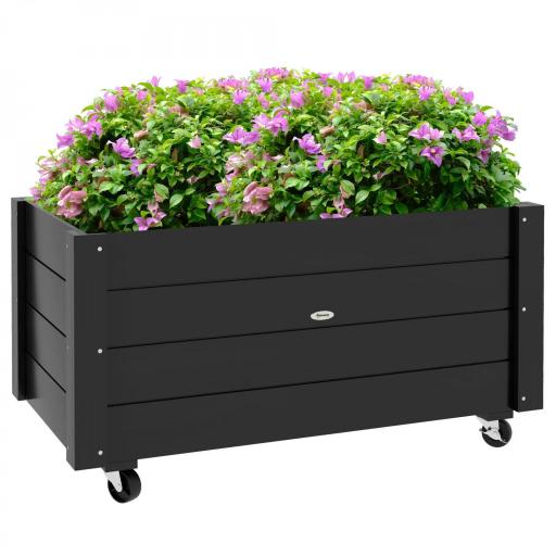 Jardinera de Madera de Exterior con Orificios de Drenaje y Tela no Tejida para Flores Plantas 89x48x47 cm Negro [8]