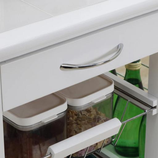 Carrito de Cocina con Ruedas Carrito Verdulero con Cajón Cestas y Estantes Laterales 57x37x83cm Blanco [3]