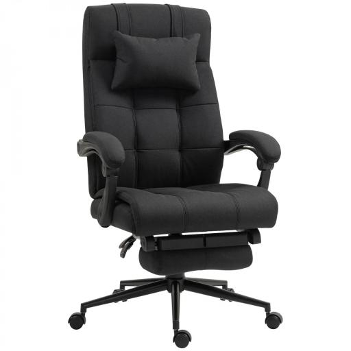 Silla de Escritorio Reclinable con Altura Ajustable Reposapiés Reposacabezas y Reposabrazos 66x76x112-120 cm Negro [7]