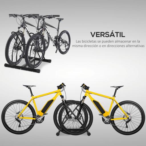 Soporte para Aparcar 2 Bicicletas, Aparcamiento Estacionamiento para Bicis, Inferir 65mm de Ancho, Fácil de Montar, Almohadilla Antideslizante, Interior y Exterior, 60x54x57 cm, Negro [8]