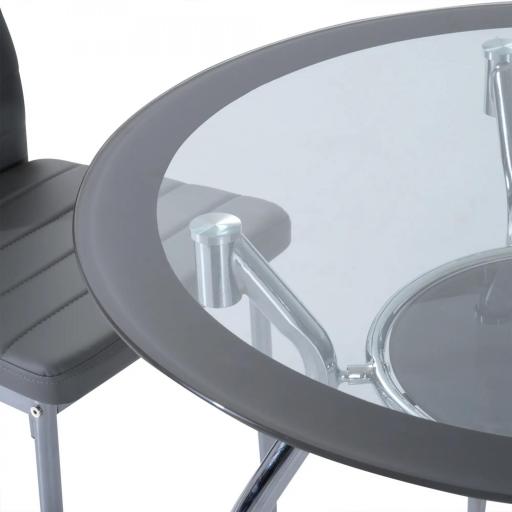 Juego Mesa de Comedor y 4 Sillas Conjunto de Muebles de 5 Piezas Mesa Redonda Ø90x75 cm y 4 Sillas 42x52x96 cm Gris [2]