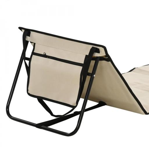 Conjunto de 2 Esterillas de Playa con Respaldo Reclinable y Bolsa de Transporte para Jardín Camping 142x51x40 cm Beige [4]