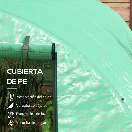 Invernadero de Túnel 6x3x2 m con Sistema de Riego Integrado 12 Ventanas con Malla y 1 Puerta Enrollable Verde [4]