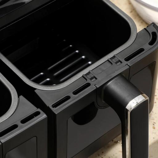 Freidora sin Aceite Doble 8L 2500W 8 Programas Pantalla LED Táctil Temperatura Ajustable 80-200℃ 38,5x38x30,5 cm Negro [3]