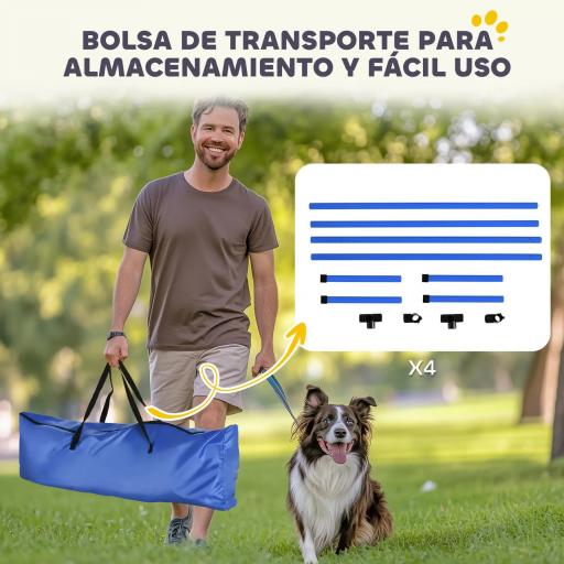 Set de Entrenamiento de Agilidad para Perros 4 Piezas Obstáculos Vallas de Salto con Altura Ajustable 99x65x94 cm Azul [3]