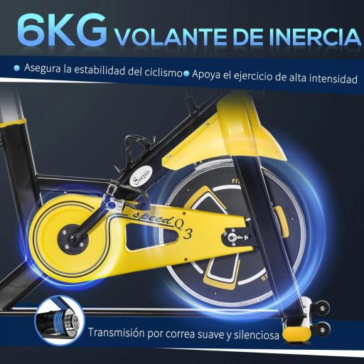 Bici Estática Bicicleta de Fitness con Resistencia Regulable Pantalla LCD Ruedas Manillar y Asiento Ajustable Amarillo [6]