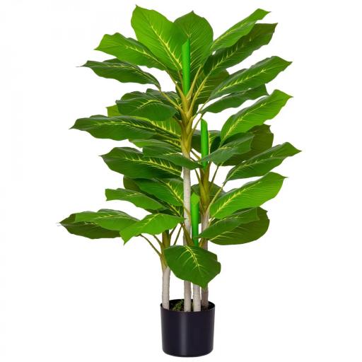 Planta Artificial Hoja Perenne Altura 95 cm con 33 Hojas Realistas en Maceta de Cemento Árbol Artificial para Interior Decoración Salón Oficina Verde [9]
