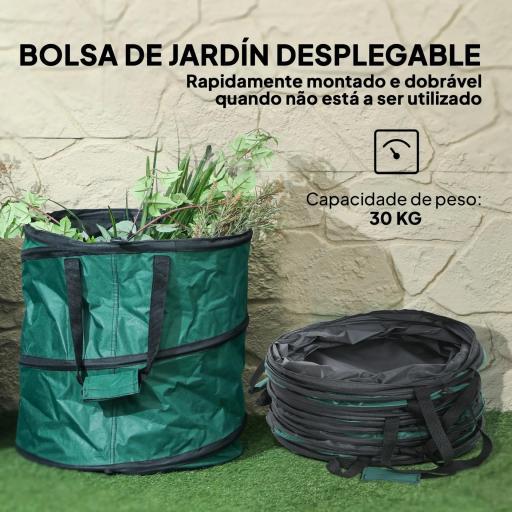 Set de 4 Bolsas de Basura de Jardín 86L con Asas Fijación de Botones y Diseño Pop-Up Plegables y Reutilizables [5]