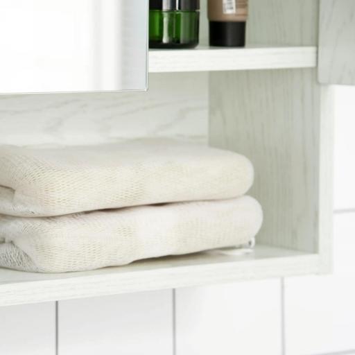 Armario de Baño con Espejo 3 Puertas Estante Ajustable y Compartimento 90x15x75 cm Blanco [3]