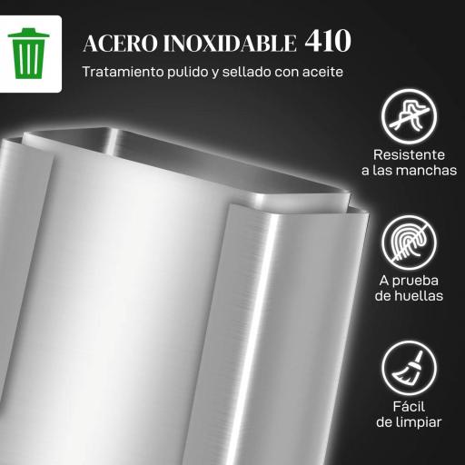 Cubo de Basura de Cocina con 2 Compartimentos 2x30L con Pedal Tapa de Cierre Suave y Cubo Extraíble Plata [4]