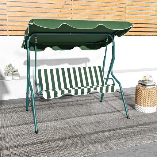 Balancín de Exterior con Toldo Ajustable en Ángulo Impermeable y Marco de Acero para Patio Balcón 170x110x153 cm Verde [3]