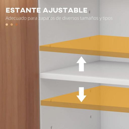 Armario Zapatero Moderno con 2 Puertas Estantes Ajustables para 12 Pares de Zapatos para Pasillo 83x30x90 cm Natural [5]