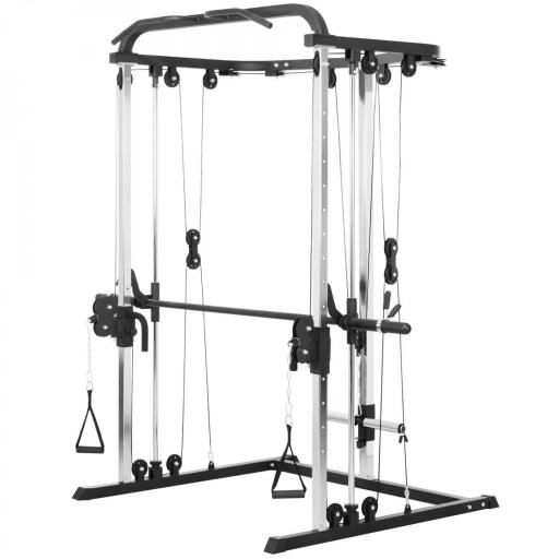 Máquina Multifunción de Musculación con Soporte para Sentadillas y Barra para Pesas para Entrenamiento Fitness Negro [8]