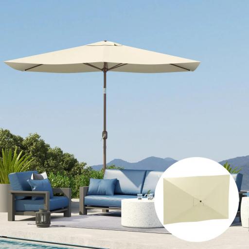 Toldo de Recambio de Sombrilla de 3x2 m Toldo de Repuesto para Sombrilla con Ventilación Superior Anti-UV 50+ Beige [1]