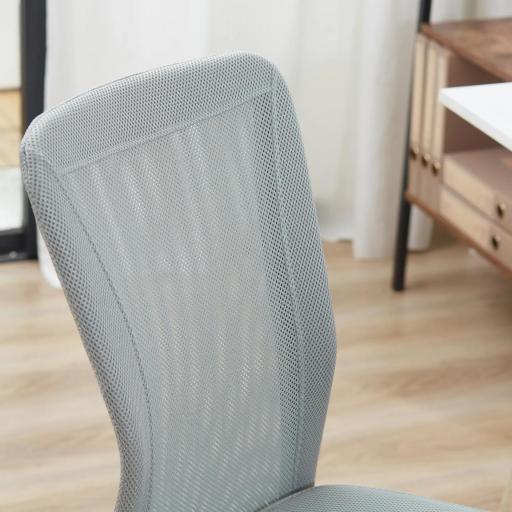 Silla de Escritorio Giratoria sin Brazos Silla de Malla con Altura Ajustable Carga 100 kg 43x58x90-100 cm Gris [7]