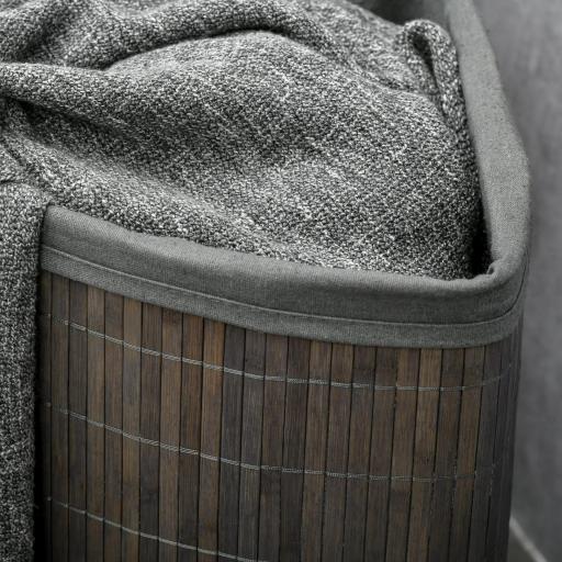 Cesto para Ropa Sucia de Bambú Capacidad de 55L Cesta para la Colada en Forma de Abanico 38x38x57 cm Gris [2]