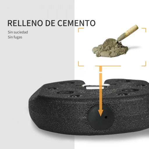 Pack de 4 Pesos para Carpas Plegables Rellenados con Cemento Bases para Toldo Pérgola Ø22x5,5 cm Negro [5]