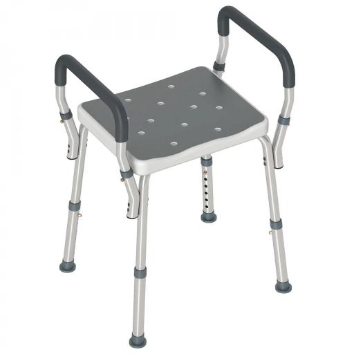 Taburete de ducha con Altura Ajustable para Personas Mayores o con Movilidad Reducida 52x45x69 cm Asiento Blanco y Gris [9]