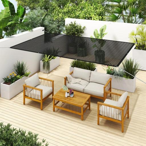 Toldo Vela de Sombra Rectangular 3x2 m Toldo de Jardín Protección Solar 65% Transpirable y Anticongelante Negro [2]