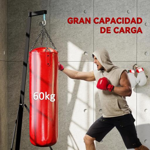 Soporte para Saco de Boxeo Plegable con Altura Ajustable para Entrenamiento en Casa Carga 60 kg 170x90x182-225 cm Negro [6]