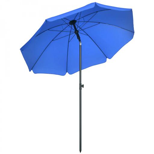 Sombrilla de Playa con Protección UV50+ Mástil de Ø32 mm y Toldo Ajustable Ø180x209 cm Azul [3]