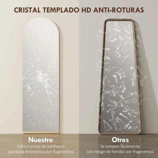 Espejo de Cuerpo Entero Curvado 160x50 cm sin Marco Base de Madera Espejo de Pie o Apoyado en la Pared Transparente [3]