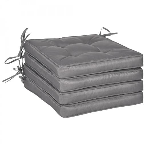 Conjunto de Cojines para Sillas de Comedor y Jardín Impermeable con 2 Amarres de Fijación 42x42x5 cm Gris Oscuro [8]