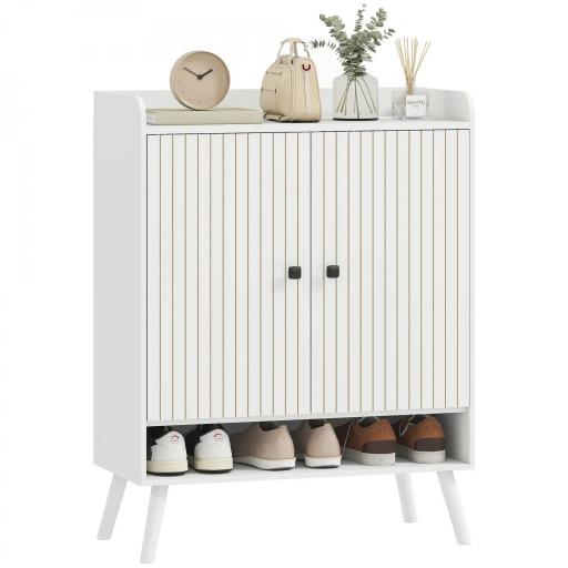 Zapatero Entrada Recibidor con Estantes Ajustables Compartimento Abierto para 15 Pares de Zapatos 75x35x97 cm Blanco [9]