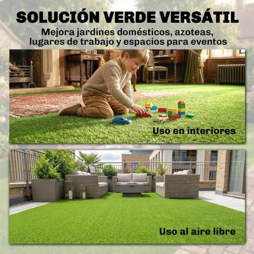 Césped Sintético 1m x 4m Alfombra Césped Artificial con Altura de Hierba 10 mm Drenaje Automático Verde [7]