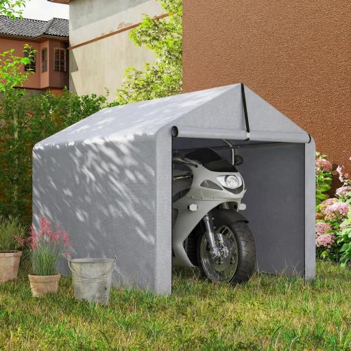 Carpa de Jardín Exterior para Herramientas Bicicletas con Marco de Acero Galvanizado Puerta Enrollable Gris [8]