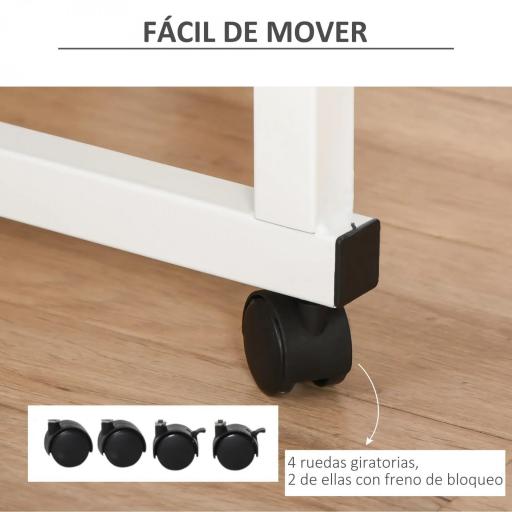 Mesa Auxiliar con Ruedas Mesa para Sofá con Altura Ajustable para Hogar Oficina 60x40x68-78 cm Blanco [4]
