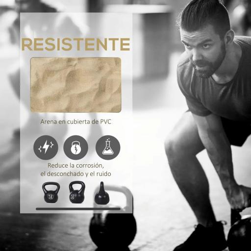 Pesa Rusa de 12 kg Kettlebell Relleno de Arena con Mango Ancho Antideslizante para Entrenamiento 27x21x31 cm Negro [2]
