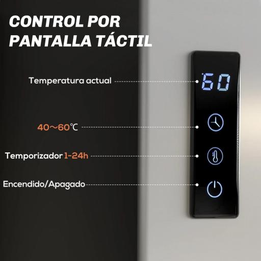Toallero Eléctrico de Pared para Baño con 4 Barras Calentamiento Rápido Wi-Fi y Pantalla Táctil 47,5x9,5x49 cm Blanco [3]