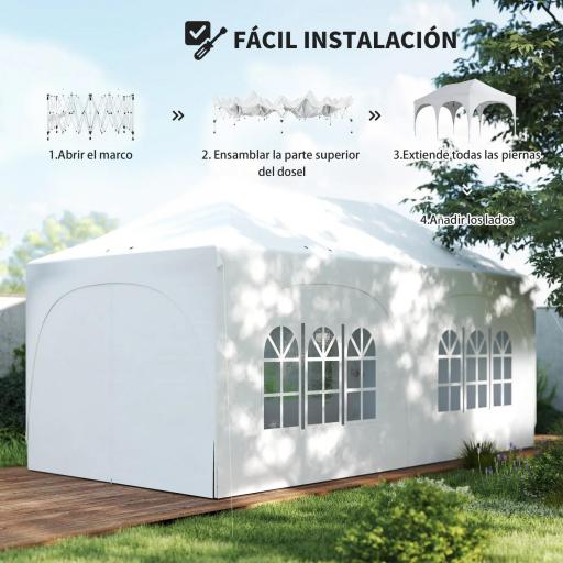 Carpa Plegable 6x3 m Pop-up con 6 Laterales Desmontables Altura Ajustable y Bolsa de Transporte Gris Claro [3]