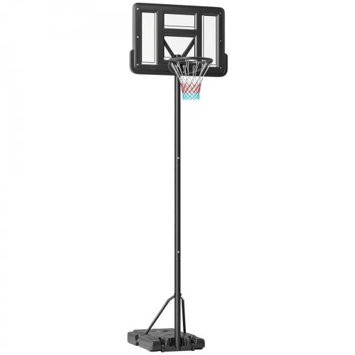 Canasta de Baloncesto de Exterior 2 en 1 con Altura Ajustable 230-305 cm Aro de Baloncesto con Soporte Ruedas Base Negro [9]