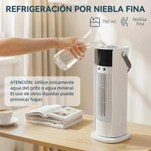 Ventilador de Escritorio con Niebla Luz RGB3 Velocidades Oscilación de 90° Temporizador de 10H Control Remoto Blanco [7]