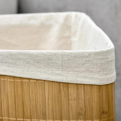 Cesto para Ropa Sucia de Bambú Capacidad de 55L Cesta para la Colada en Forma de Abanico 38x38x57 cm Natural [7]