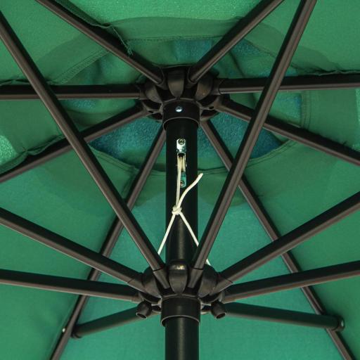 Sombrilla de Jardín Ø295x250 cm con Manivela Parasol Exterior con Mecanismo de Inclinación y Poste Desmontable de Metal para Terraza Piscina Patio Verde [7]