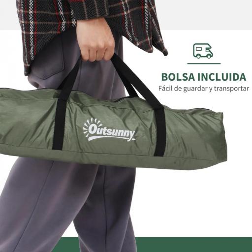 Tienda de Camping Plegable con 2 Ventanas de Malla Bolsa de Transporte y Marco de Fibra de Vidrio 206x152x110 cm Verde [5]